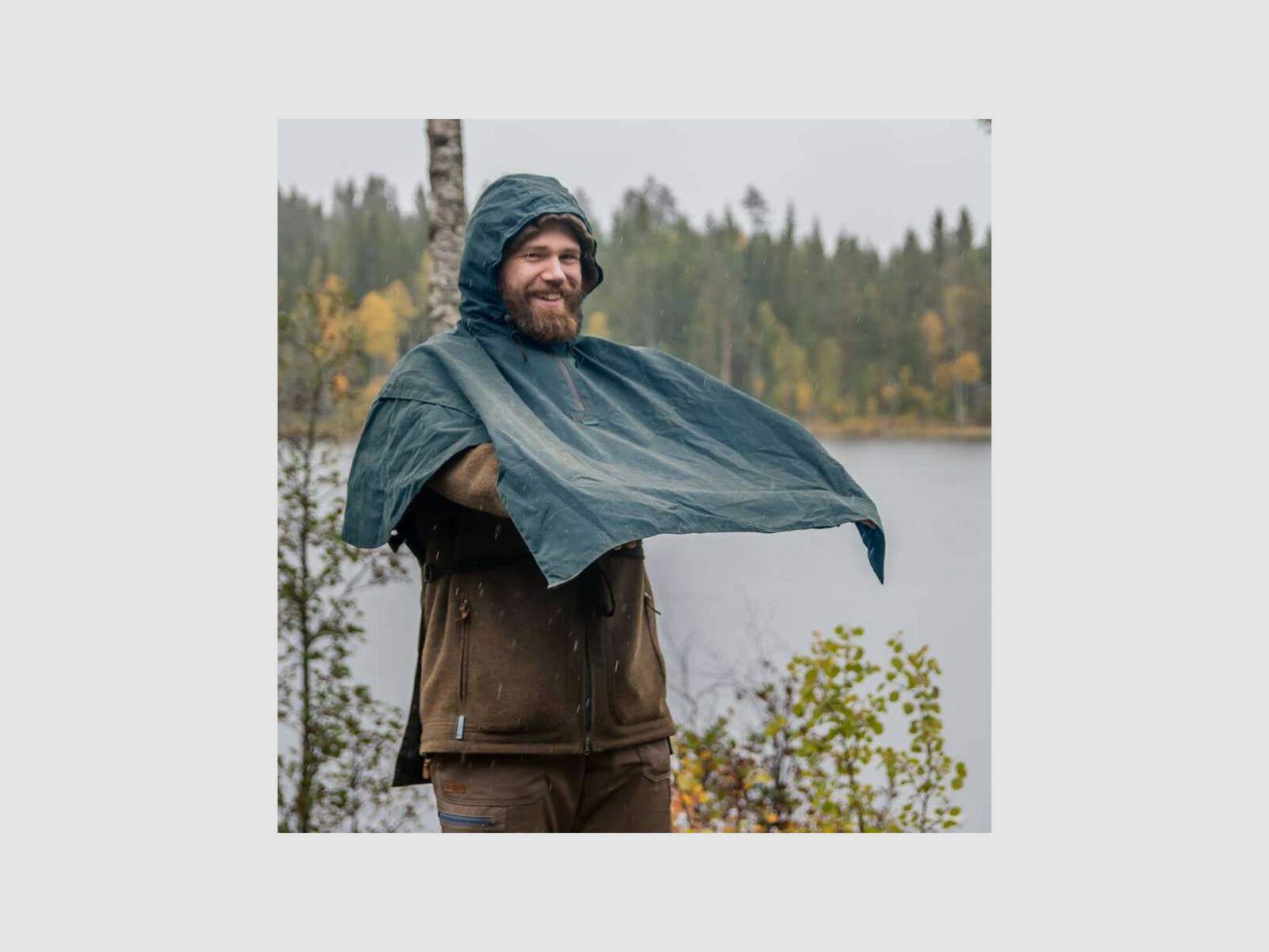 STEINKAUZ Regencape "Wassermann" aus Waxcotton, Petrol, Bild 5 von 7