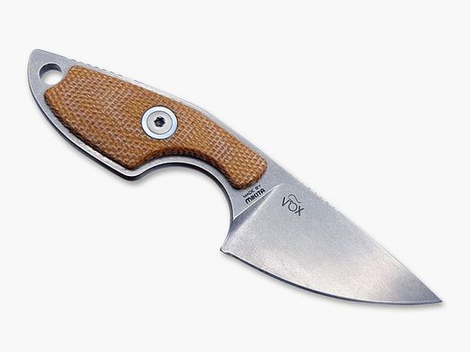 1 x MKM Mikro 1 Neck Knife | Feststehendes Messer 5,0cm Klinge M390 Stahl Micarta Griffschalen Braun