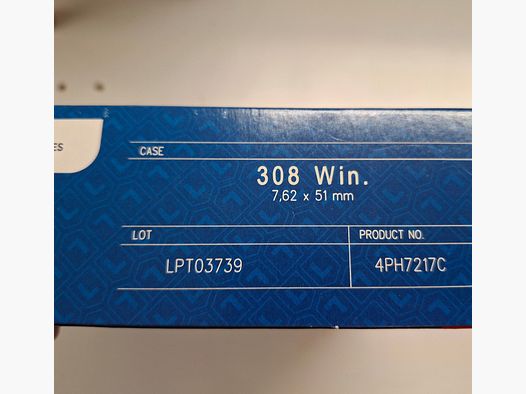 Lapua .308 Win. Cartuchos 4PH7217C Nuevos