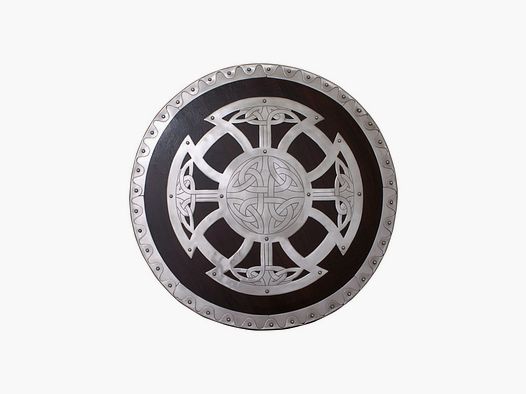 Viking round shield made of wood with steel fittings