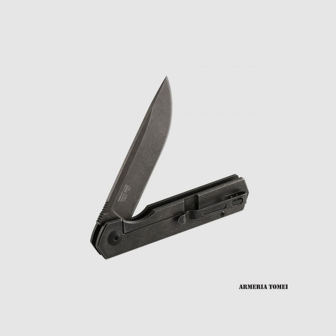 GANZO – Couteau pliant avec manche en acier inoxydable, lame stonewash, image 3 sur 4