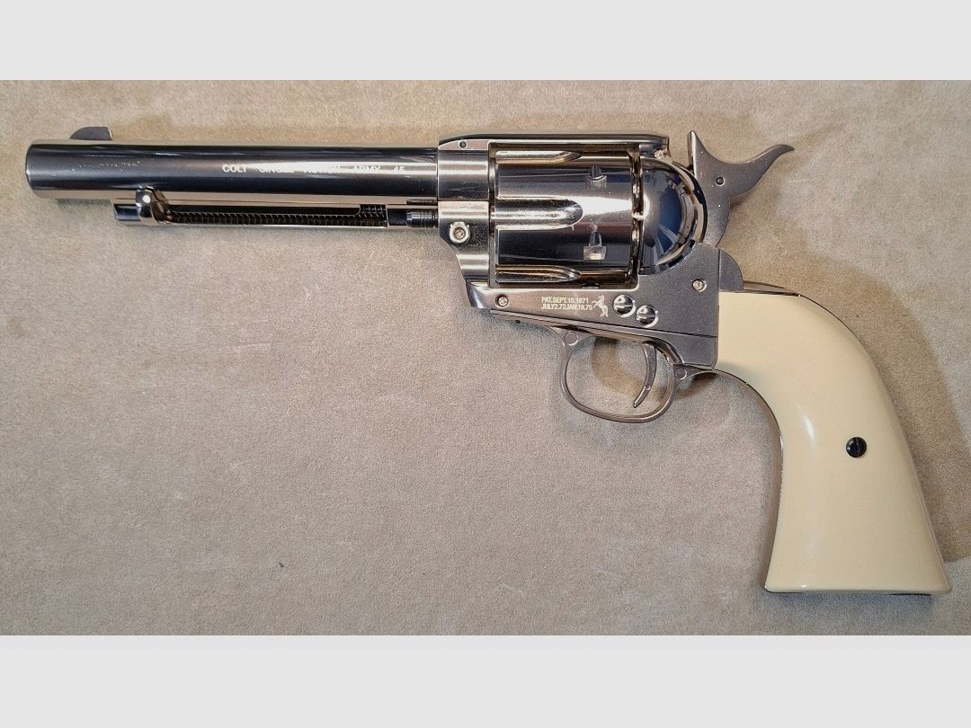 !!! Als nieuw!!! Colt SAA . 45, volmetaal, nikkelafwerking, 5,5", kal. 4,5mm Co², P18!