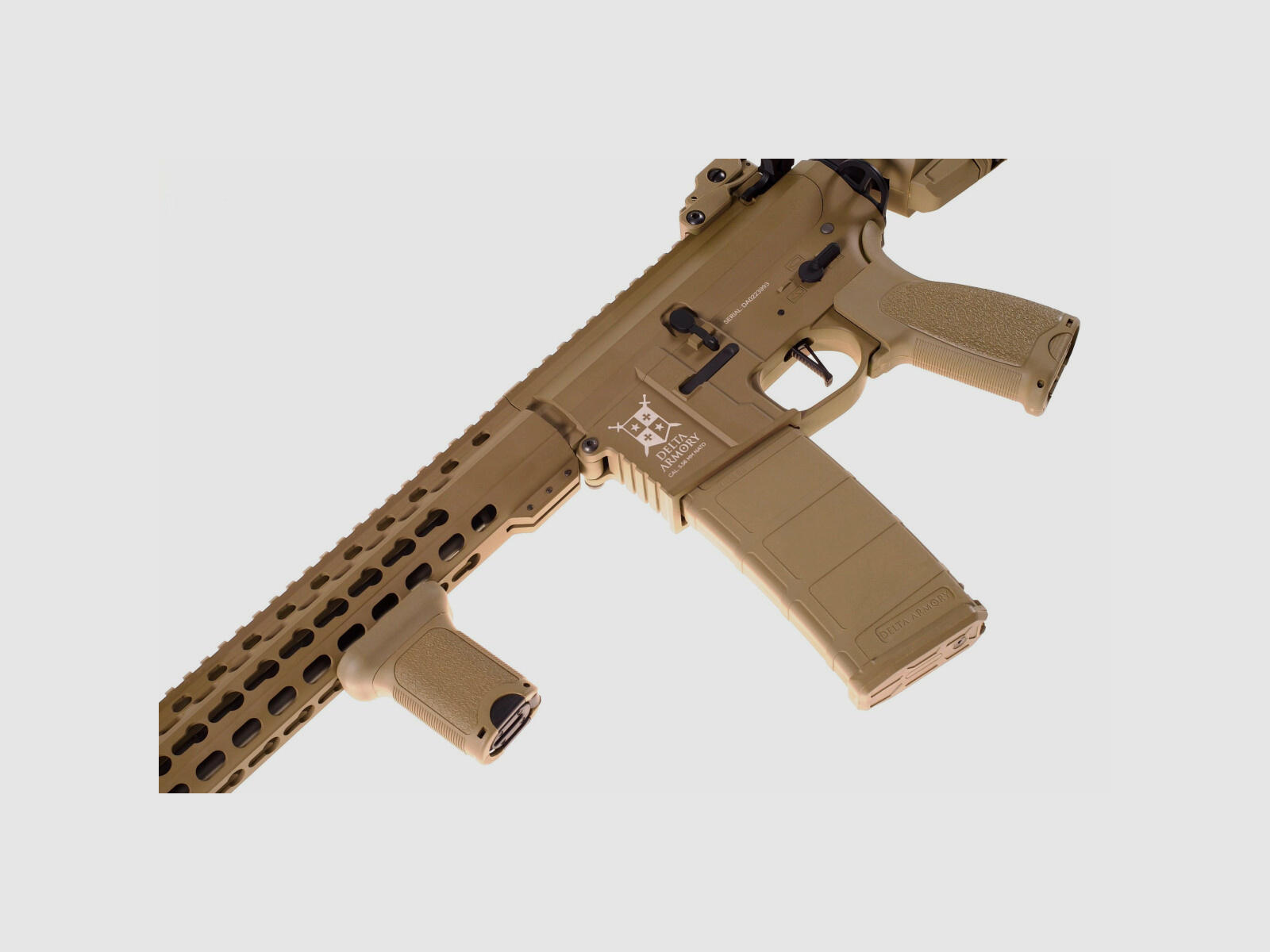 AR15 SilentOps DMR ALPHA Vollmetall Delta Armory Tan S-AEG Airsoft Gewehr Frei ab 18 Jahren