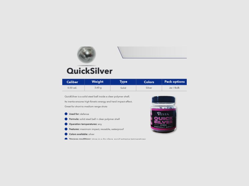 Vesta .50cal Quicksilver Stahlkugel | 3,6 g | 200 Stk., Bild 6 von 6