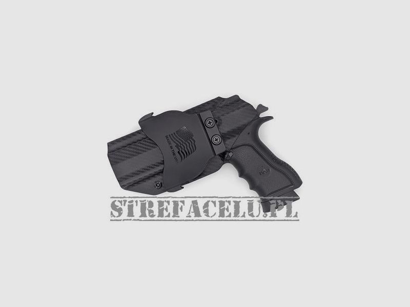 OWB-Kydex-Holster mit Paddle für IWI Jericho 941PSL9 Mid Size Polymer Frame. Carbon. Außen. Rechts - Concealment Express JRO-941POLYMID-CF-RH-OWBPDL