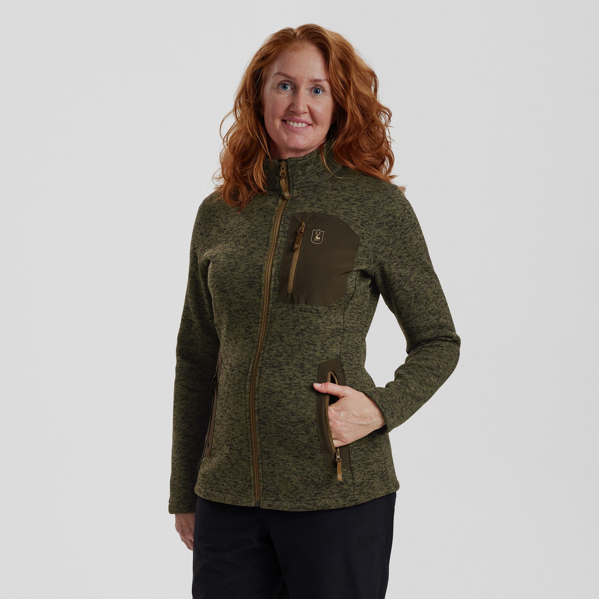 Deerhunter Lady Sarek Knitted Jacket Olive Night melange 38
