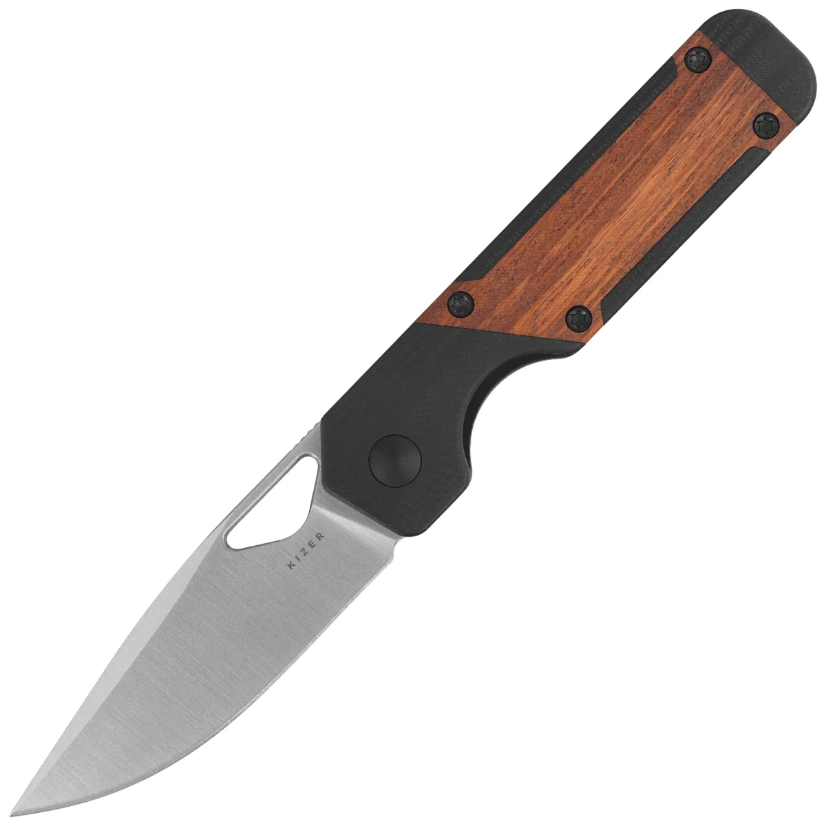 Folding knife Kizer Mini Militaw Black G10 / Mkuruti Wood, Satin Nitro-V by Jonathan Styles (V3634SA4)