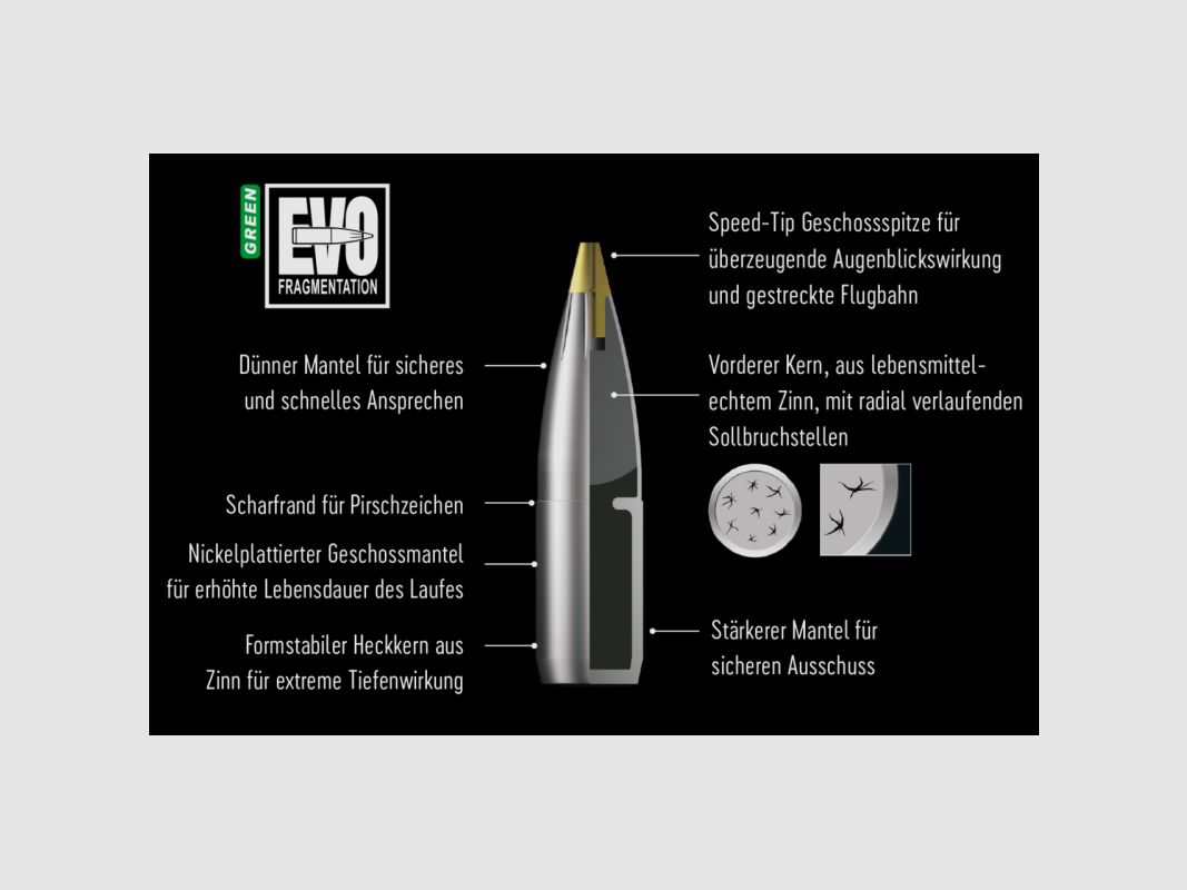 RWS 6,5X57 93 GRS / 6,0 G EVO GREEN 20 STK, Bild 3 von 3