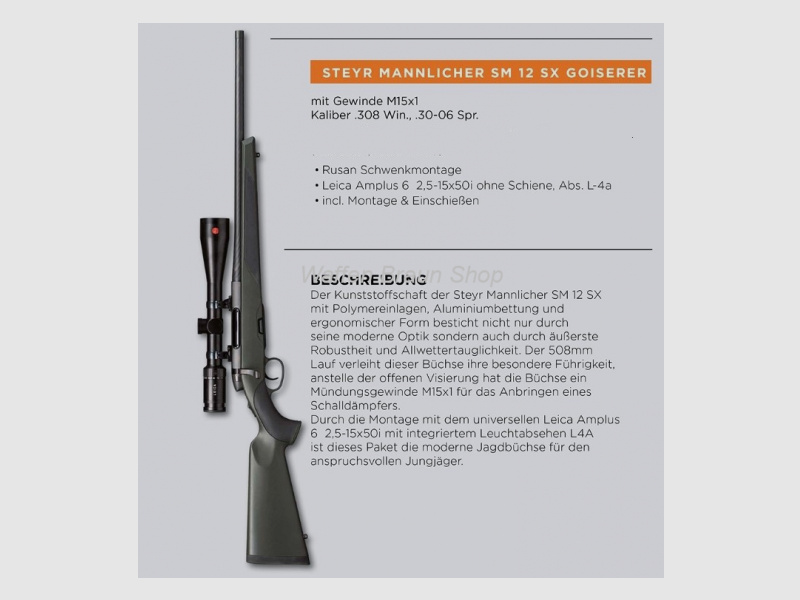 Steyr SM 12 SX .308 Win + SW Montage + Leica Amplus 6 2,5-15x50 LA 4iLeucht