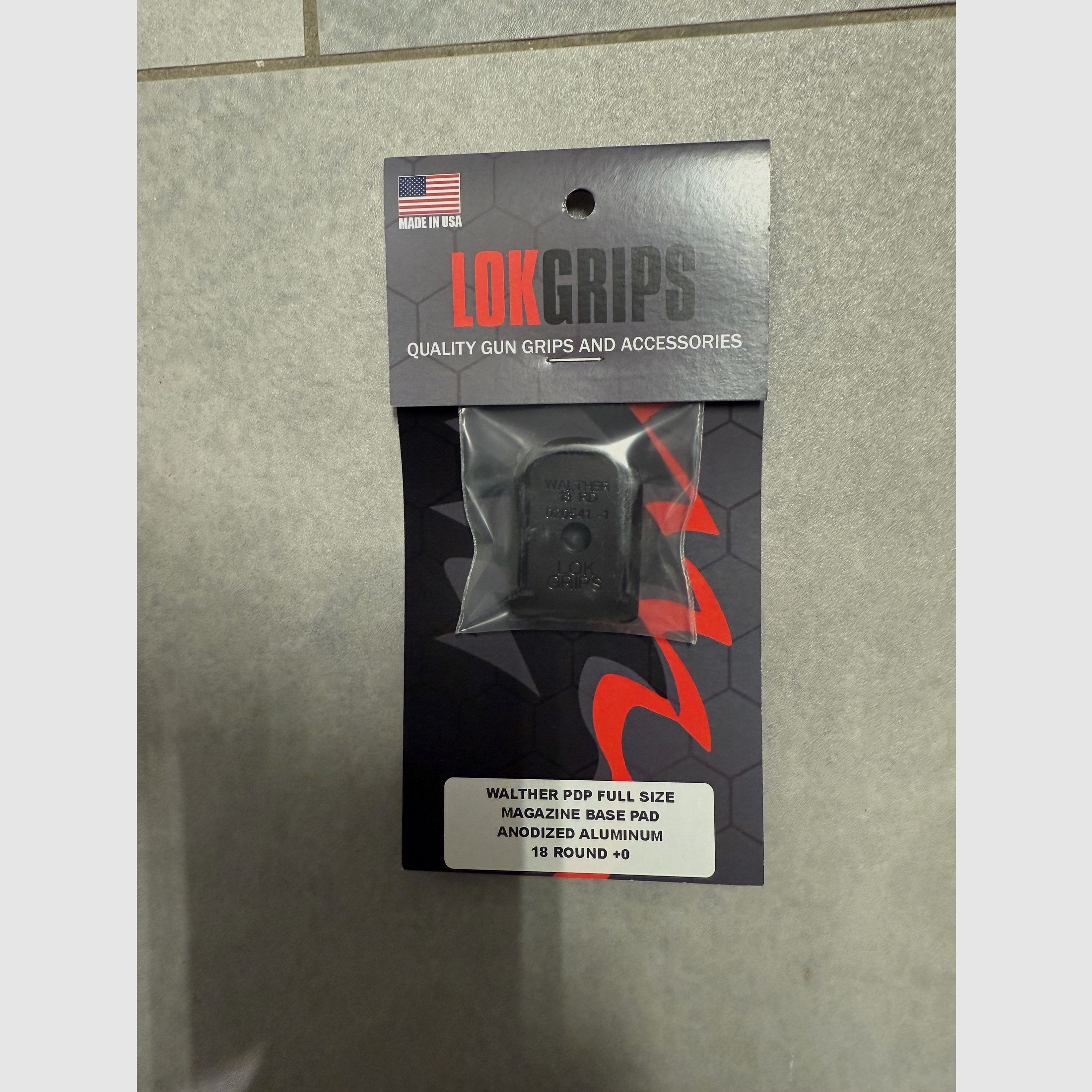 6x Lok Grips Magazinboden für Walther PDP Full Size Aluminium 18 Schuss +0