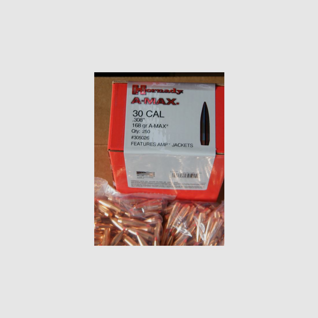 .308/168grs Hornady A-Max Geschosse No.30502 100 stk