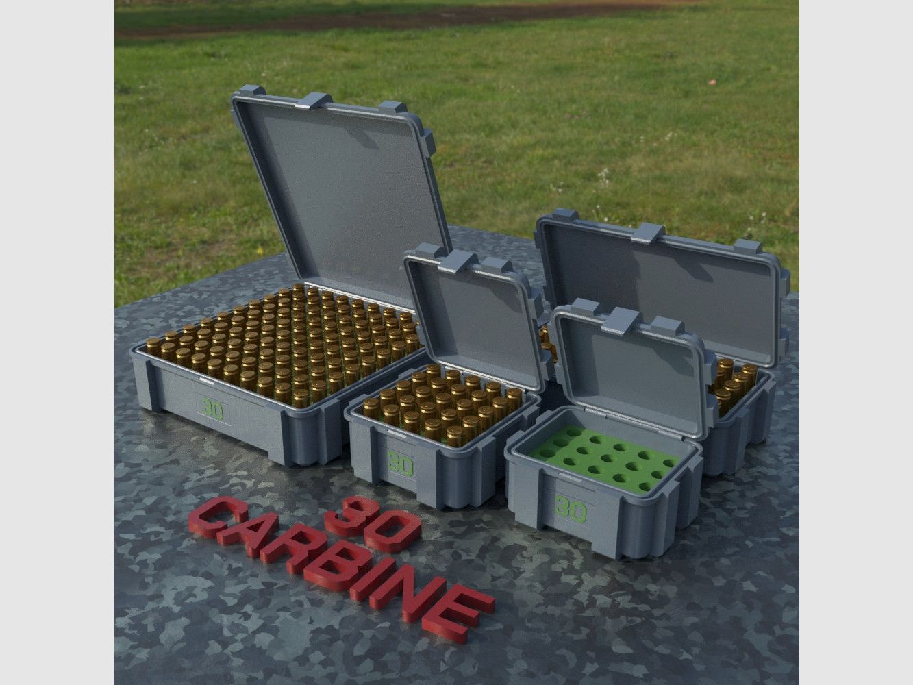 Filamelt Munitionsbox / Ammo Box .30 Carbine – Patronenbox ‘Klappdeckel’ – 20 / 25 / 50 / 100 Runden
