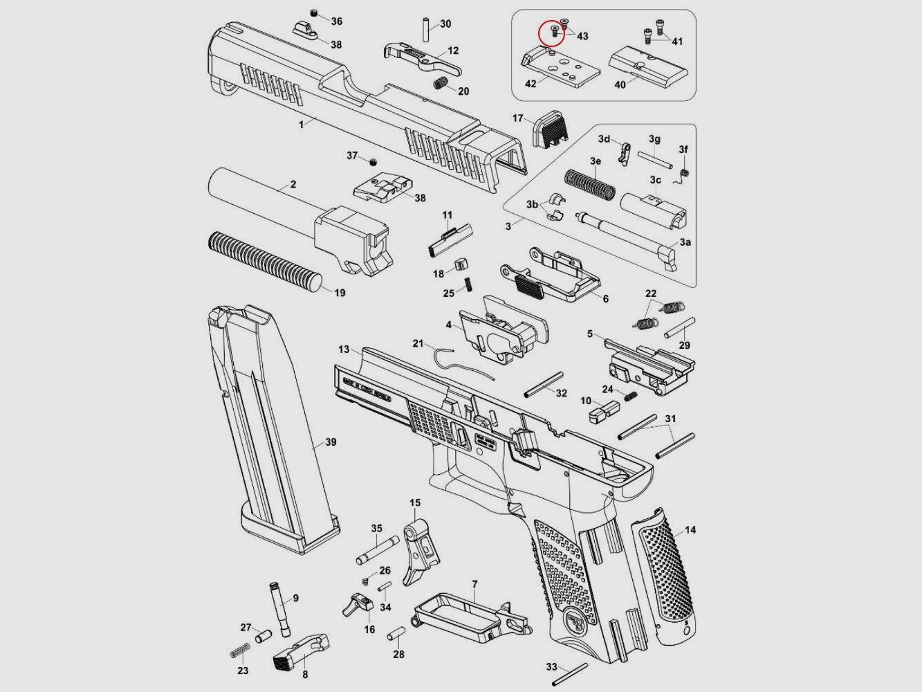 Tornillo de repuesto para montaje en placa CZ Optics Ready, imagen 3 de 3