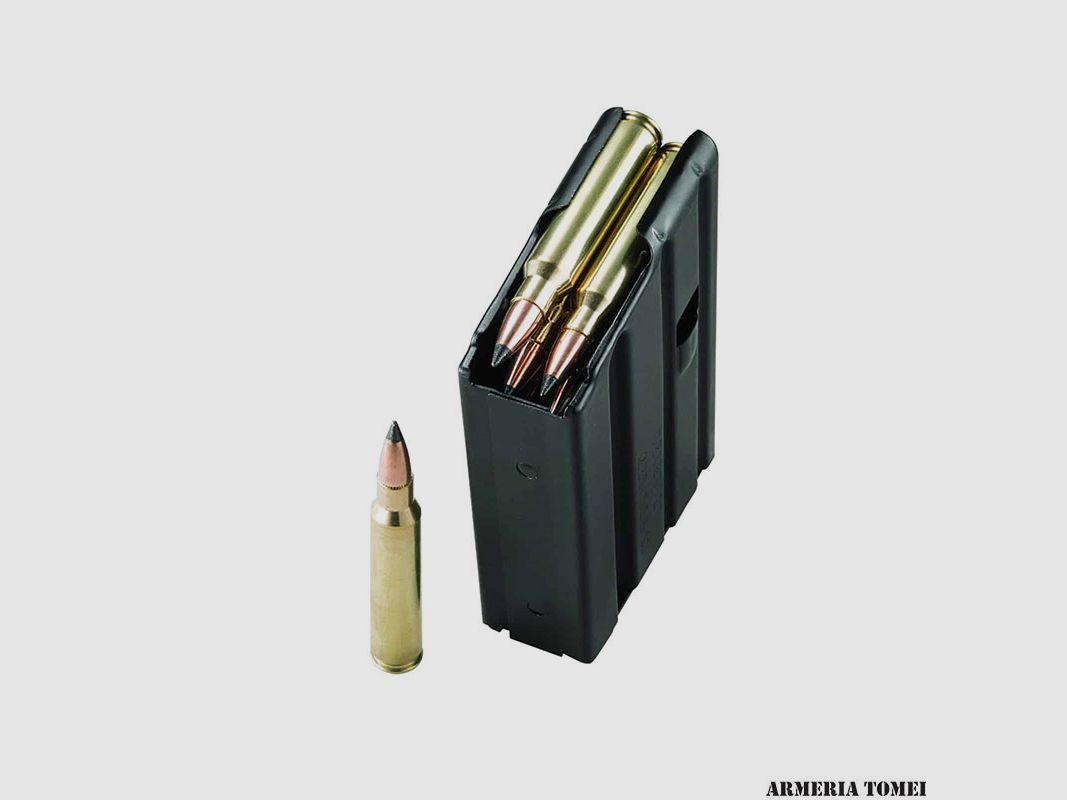 MAGAZIN – DURAMAG Magazin SS AR15 .223R./5.56, Edelstahl, 10 Schuss, T360 Schwarz, Oranger Elevator, Everflex Feder