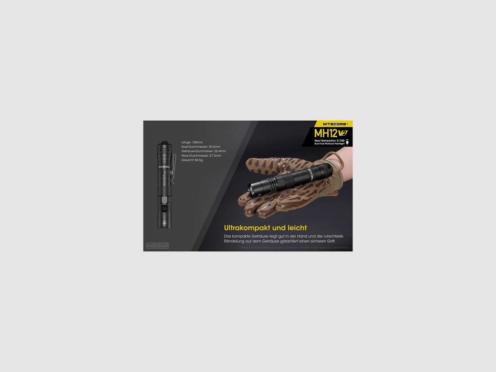 NiteCore® Taschenlampe "MH12" V2 inkl. Akku und Holster, Bild 9 von 11