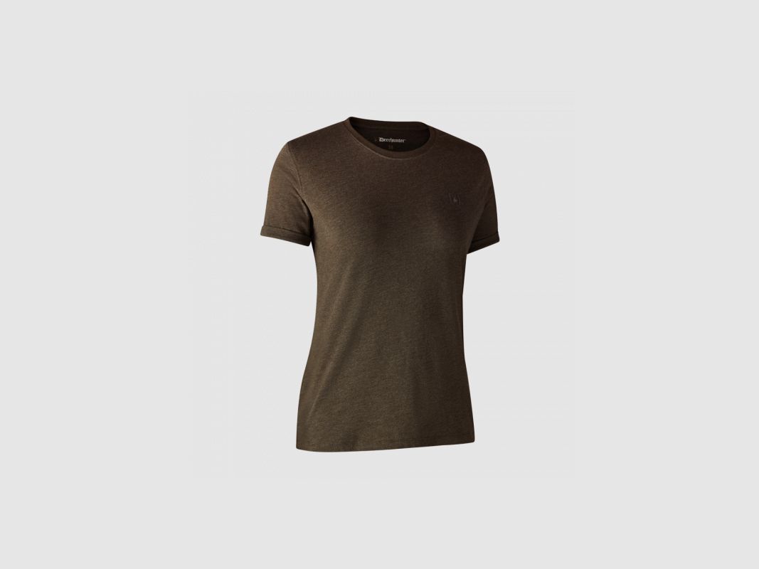 Deerhunter Damen T-Shirt Lady Basic O-Neck 2-Pack Brown Leaf Melange 36