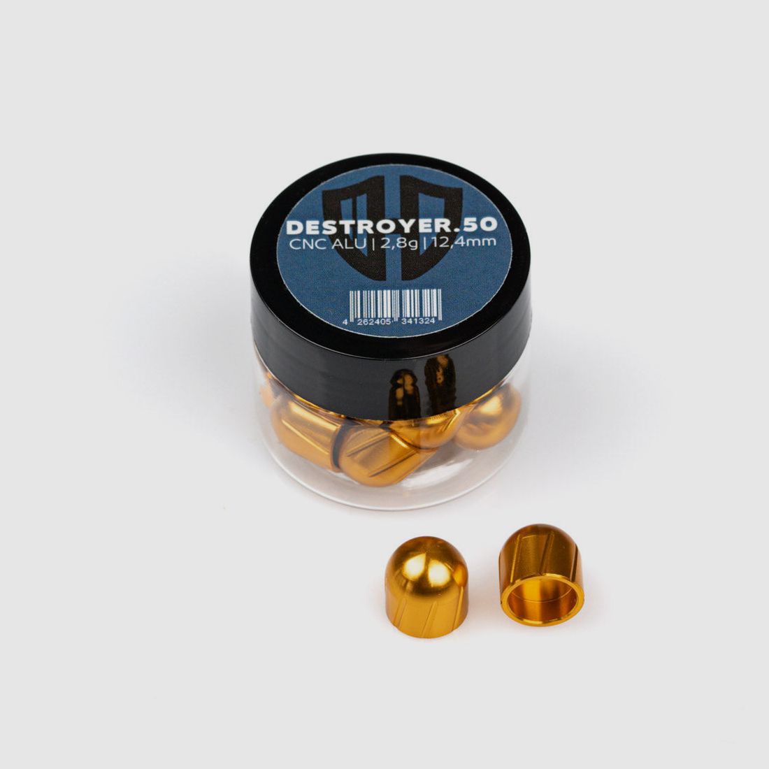 12x DESTROYER.50 | CNC ALU | 2,8g | 12,4mm | drei Farben | for HDR50