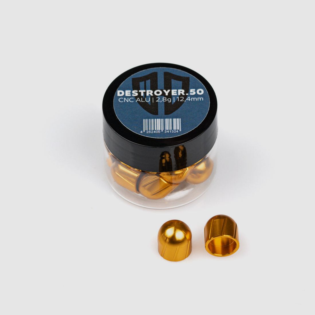 12x DESTROYER.50 | CNC ALU | 2,8g | 12,4mm | drie kleuren | voor HDR50