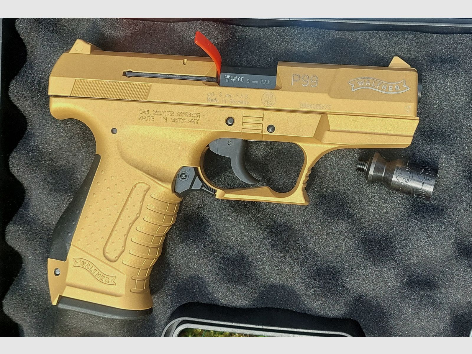 ⚠️ RZADKO! EDYCJA SPECJALNA Walther P99 w złotym wykończeniu "GOLD" 9 mm (PTB 762) strzały ostrzegawcze, brak Reck Glock HW94 Colt