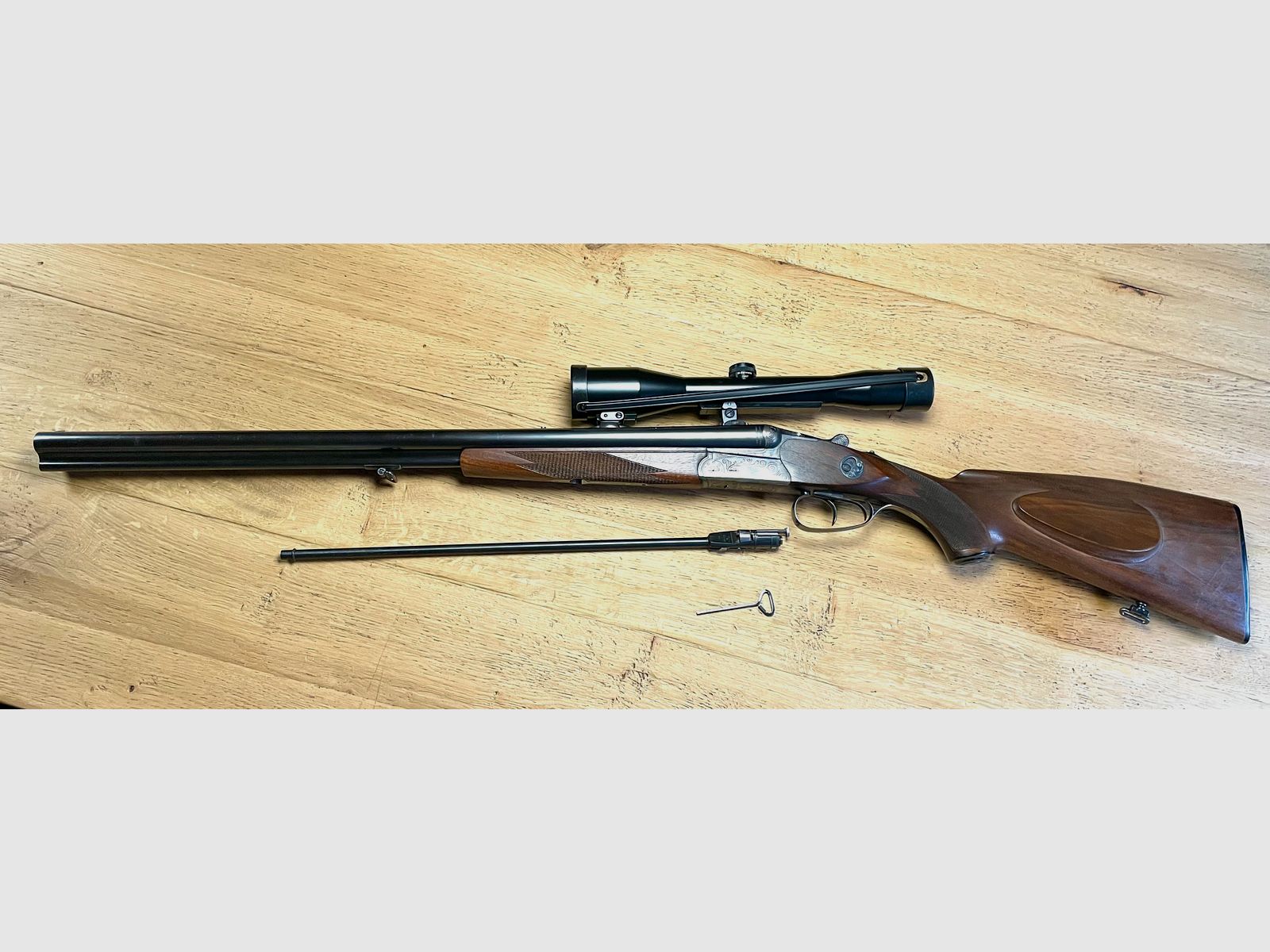 -Drilling- Simson Suhl Mod. Fortuna Kaliber 16/70 & 6,5x57R inkl. ZF Schmidt&Bender 6x42 und Einstecklauf Krieghoff Kal. 16 auf .22WinMag