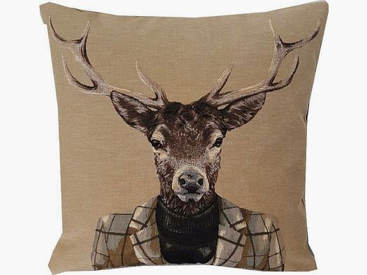 Cuscino Lovergreen motivo cuscino testa di cervo con dolcevita