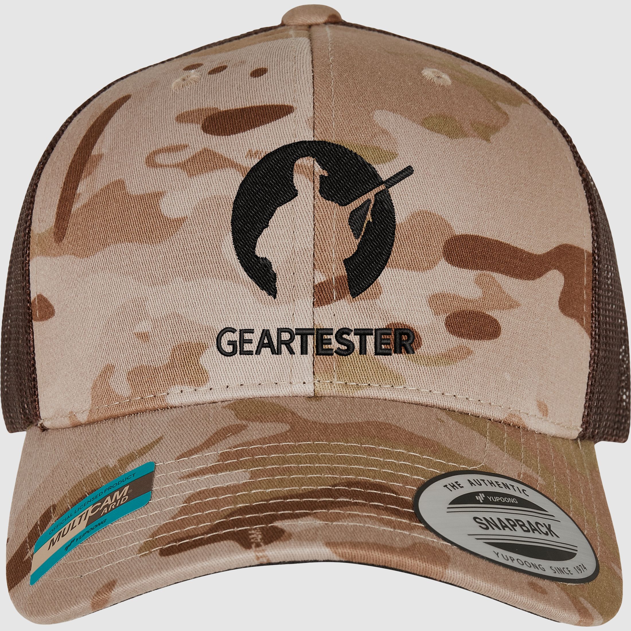 Geartester Multicam Retro Trucker-Kappe, großes Logo