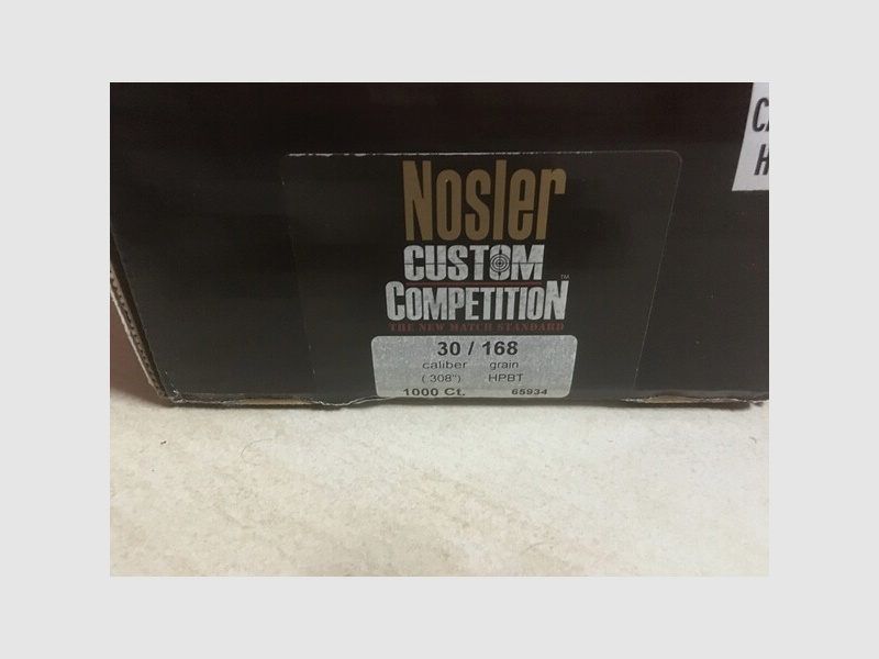 Nosler Match Geschosse .308 HPBT 168 grain Custom Competition 1000 Stück Packung