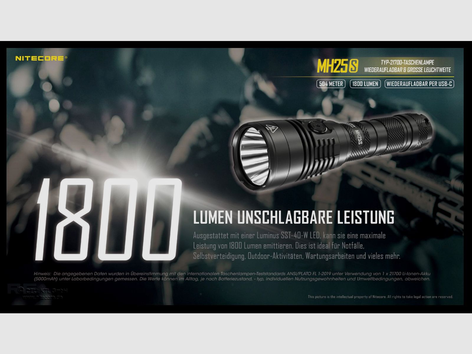 Nitecore MH25S LED flashlight 1800 lumens