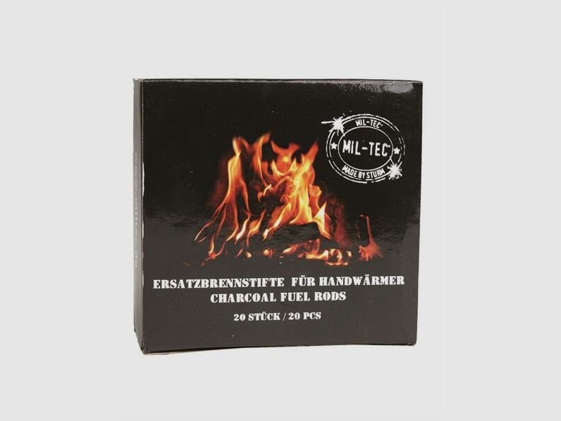 20 Brennstifte (Glimmkohle) für Handwärmer / Taschenofen / Taschenwärmer