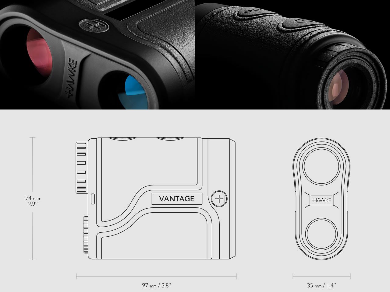 HAWKE Entfernungsmesser Laser Range Finder VANTAGE 600, 6 m bis 600 m, 6-fach Zoom