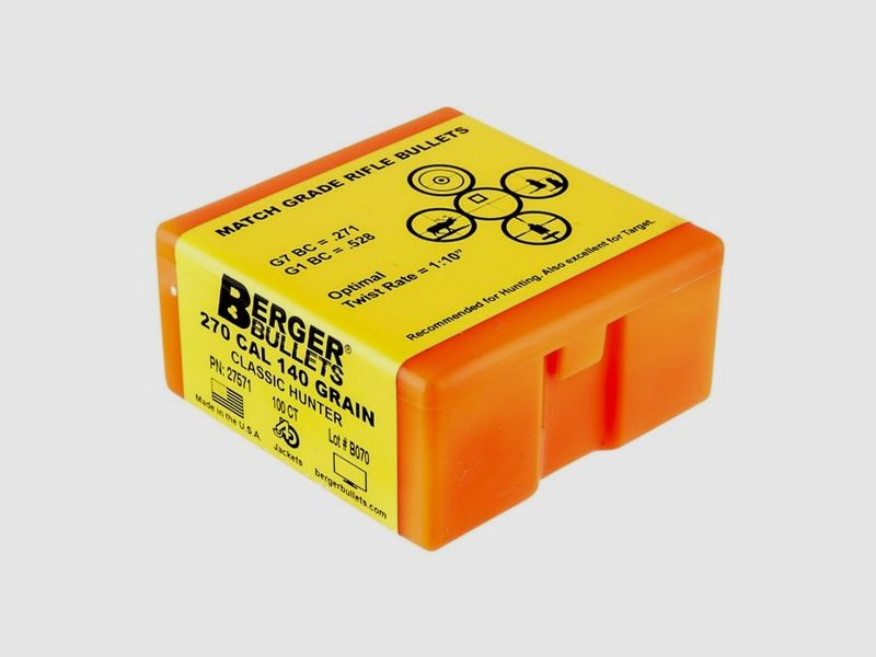 BERGER BULLETS 270 CALIBER (0.277″) 140GR HYBRID BOAT TAIL 100/BOX