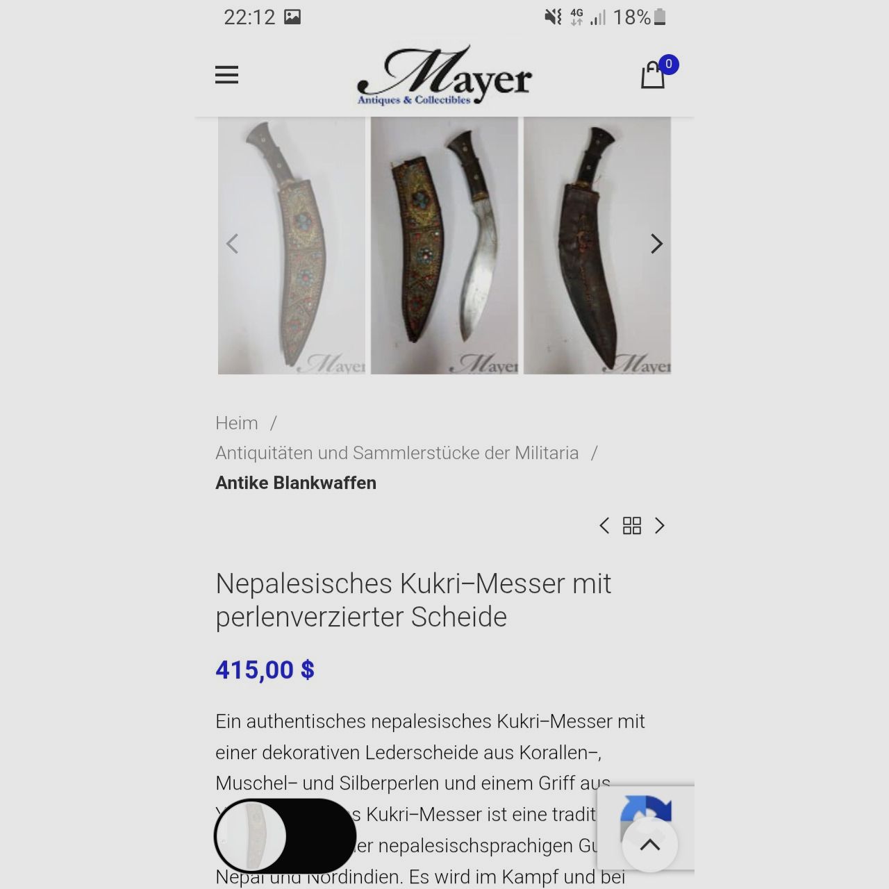 Nepalese kukri machete