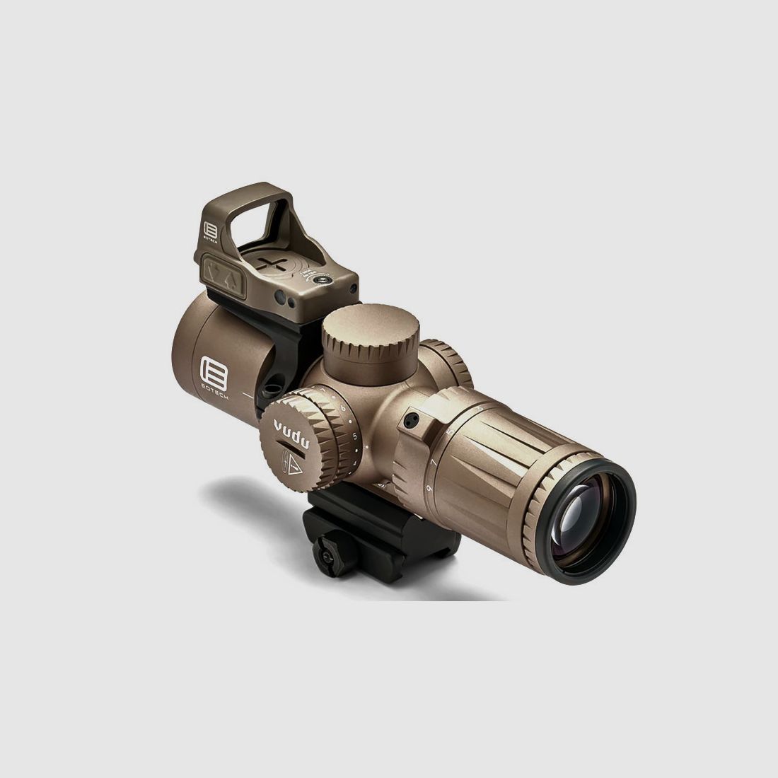 EOTECH Vudu 3-9x32 SFP Ultra Short, TAN MR5-Absehen (mit EFLX + Montagering Komplettpaket)