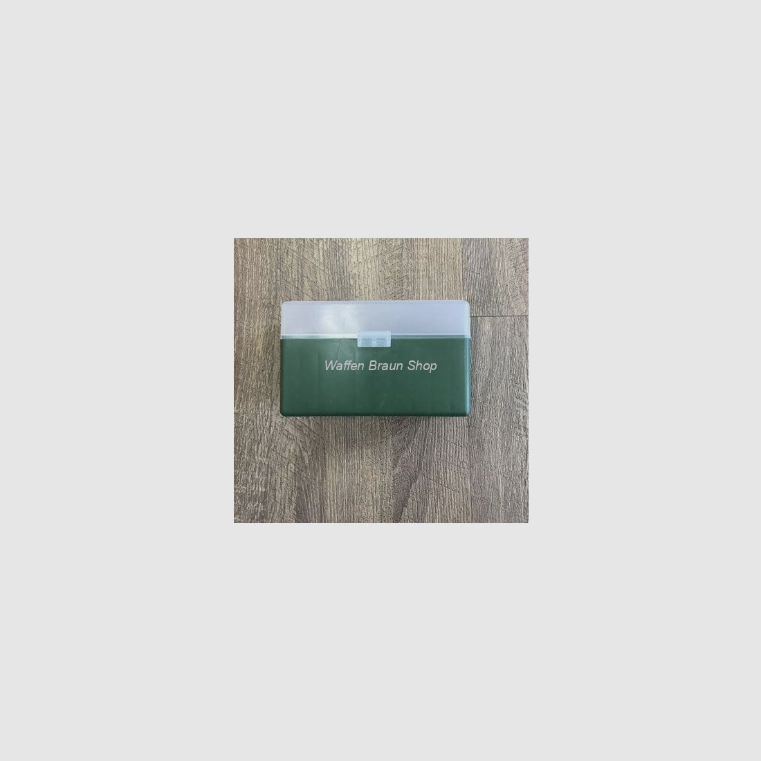 Fritzmann Munitionsbox für 50 Patronen .30-06 . mit Scharniere Grün/Klar