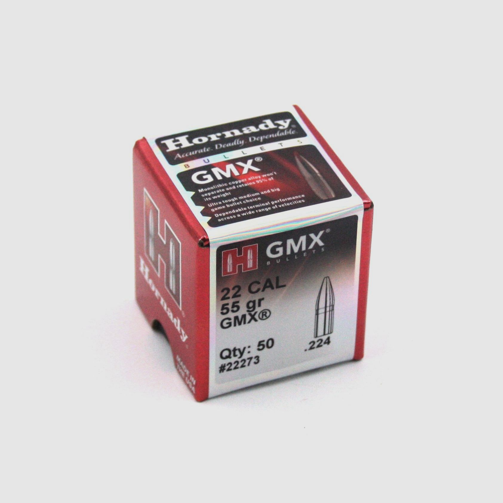 Geweerpatronen, Hornady .224 GMX, 55gr, 50 stuks, .223 Rem.