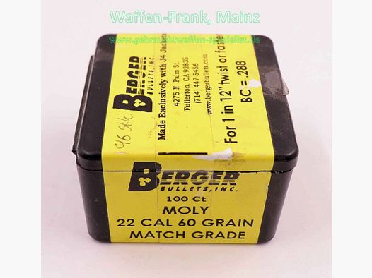 Berger Bullets USA Rifle Bullets, Partial Box .22
