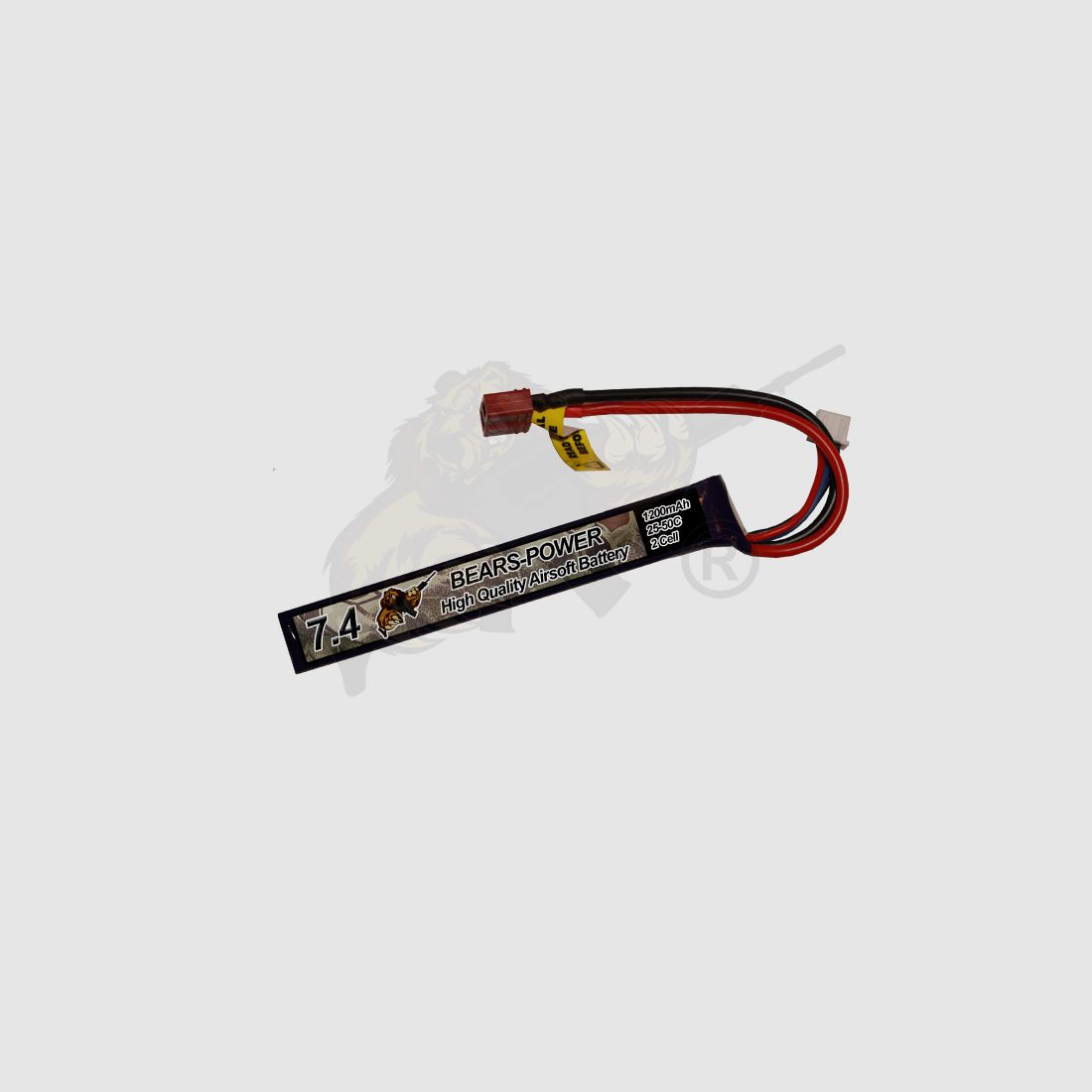 Bears- Power Airsoft LiPo Akku 7.4V 1200mAh, 25C Stock Type - T-Plug