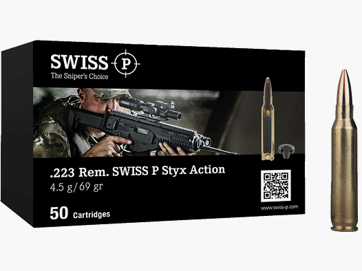 Swiss P – .223Rem / 69Gr. / 4.5g / 50Stk / Styx Action