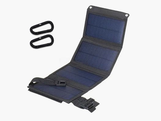Pequeño panel solar plegable con conexión USB de 10-20 vatios en negro