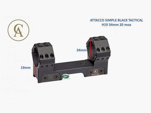 CONTESSA rings simple black tactical 34 mm H19 - 20 moa - SBTFX03/20