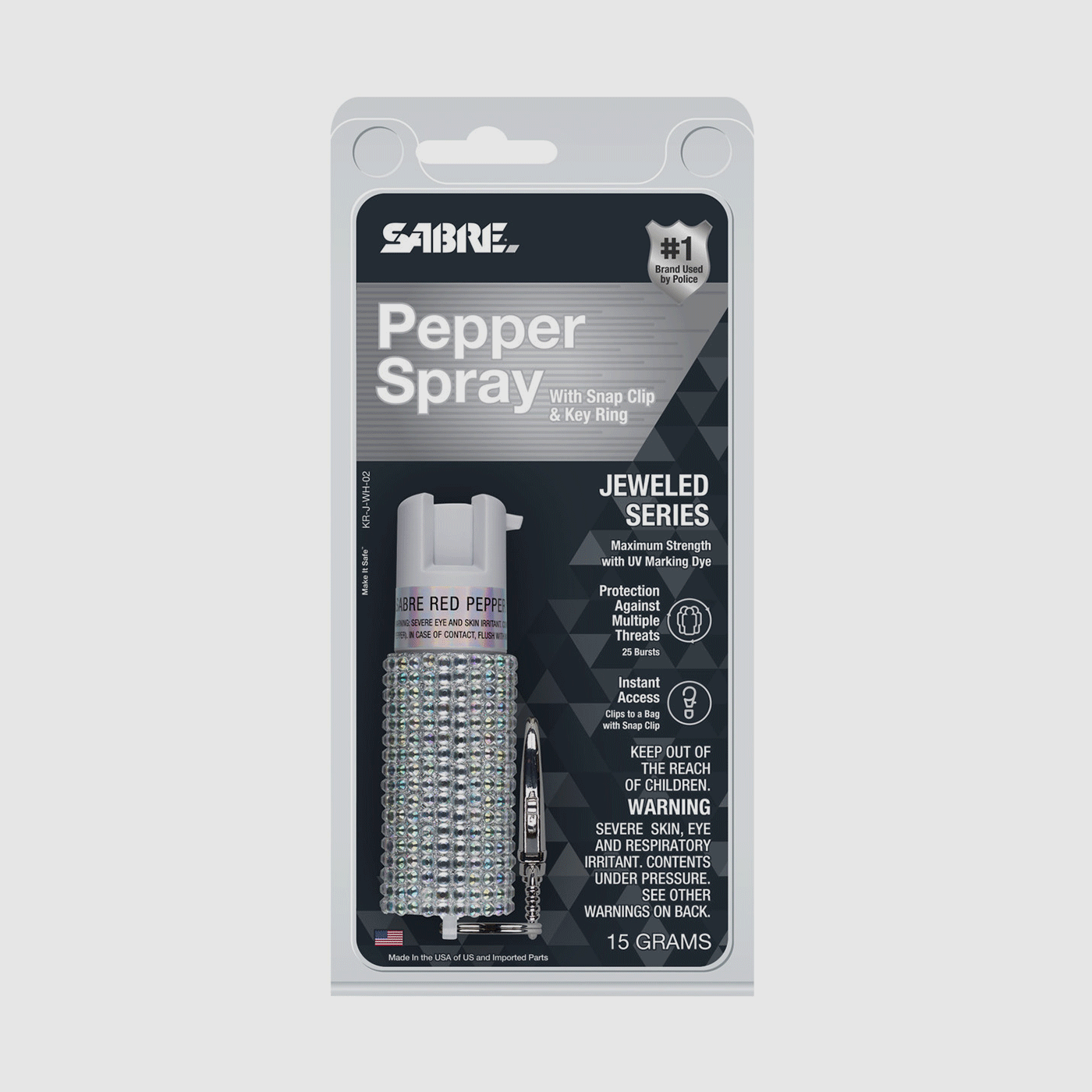 SABRE – PEPPER SPRAY WITH KEYCHAIN RING (GLITTER GRAY), image 5 of 5