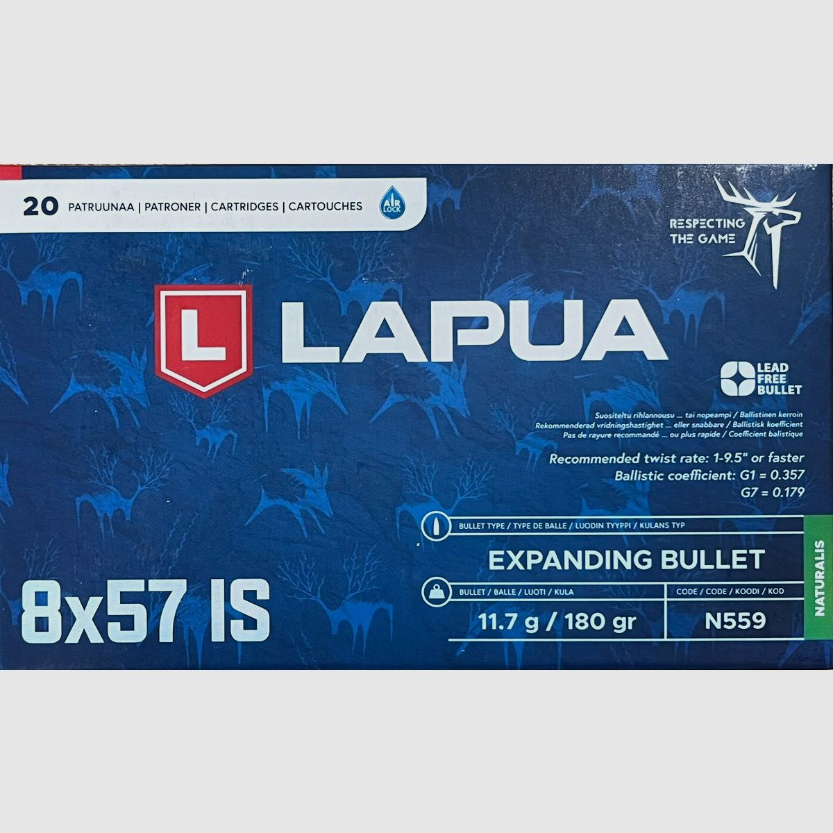 Lapua Naturalis 8x57JS 180grs BLEIFREI - 20 Schuss