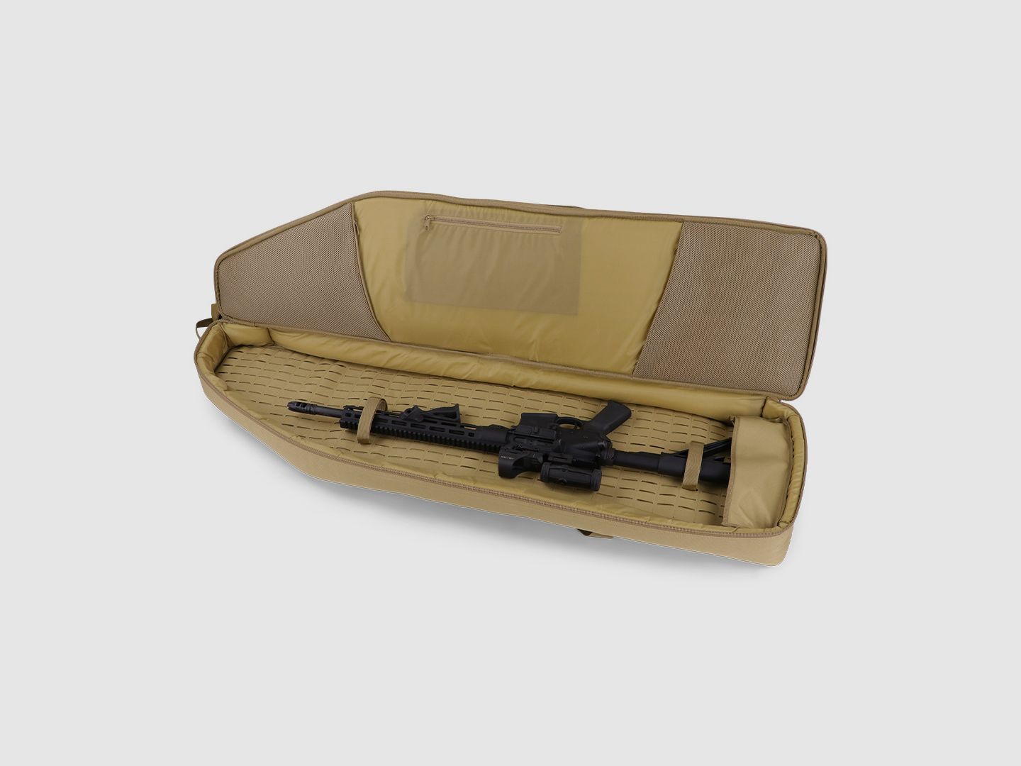 Borsa per armi invernale Olympic 130 cm – Laser-Cut MOLLE, Shockcord, sistema di trasporto zaino, nylon 1000D (Dune)