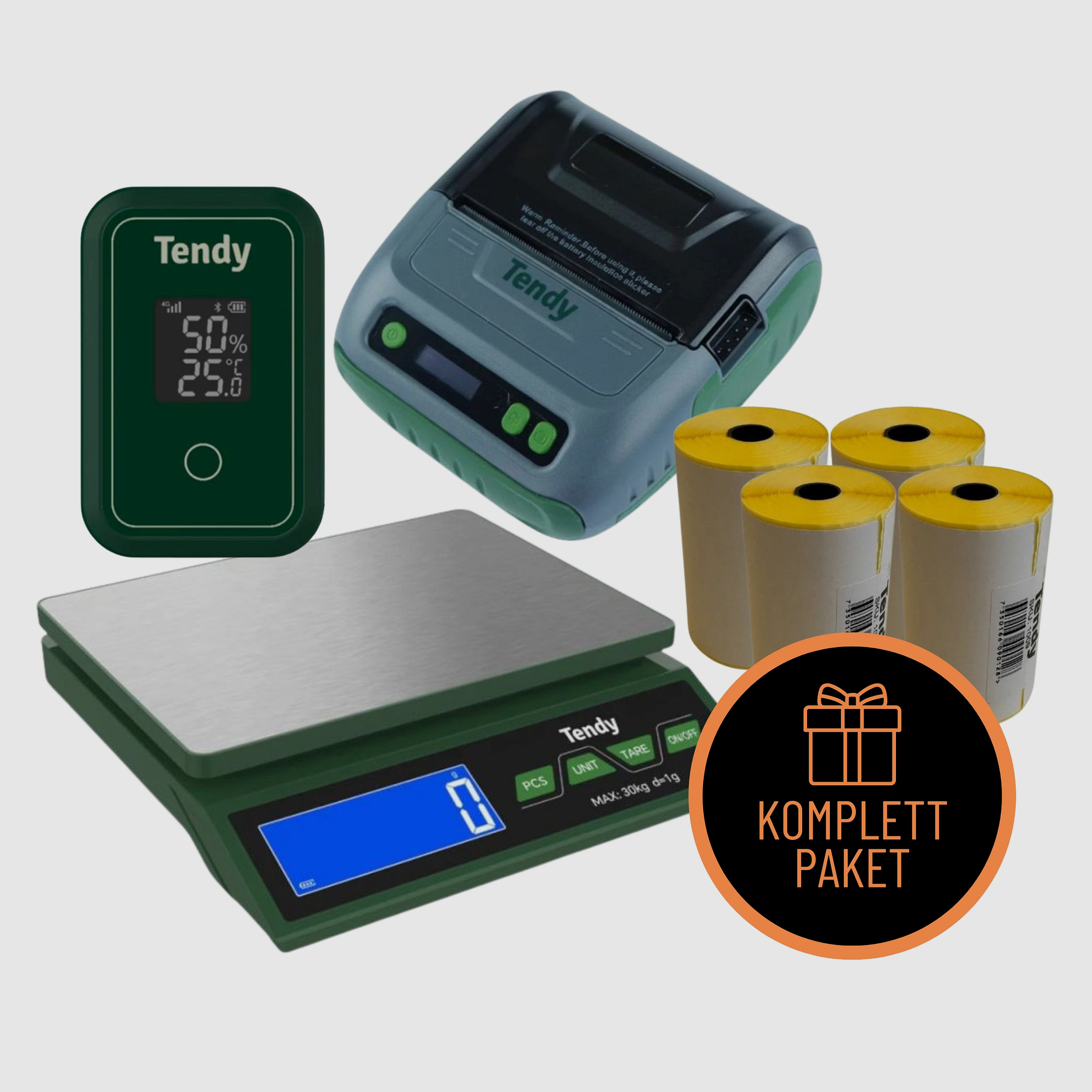 Tendy Wildbretverarbeitung Set 3 (Tischwaage + Etikettendrucker inkl. Etiketten + 4G Reifetimer)