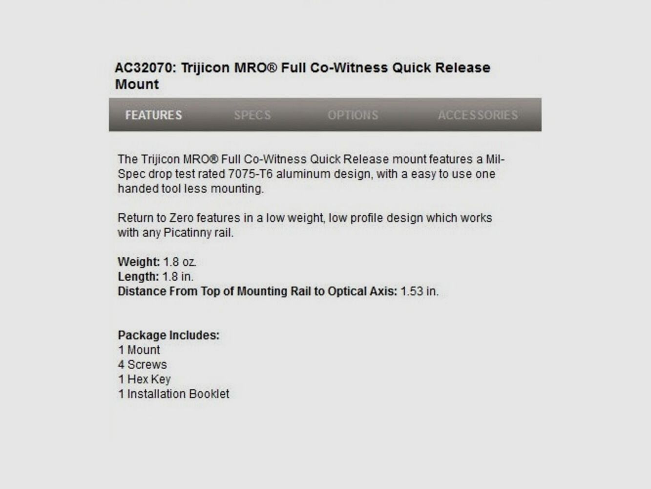 Trijicon Schnellmontage Pic Full MRO