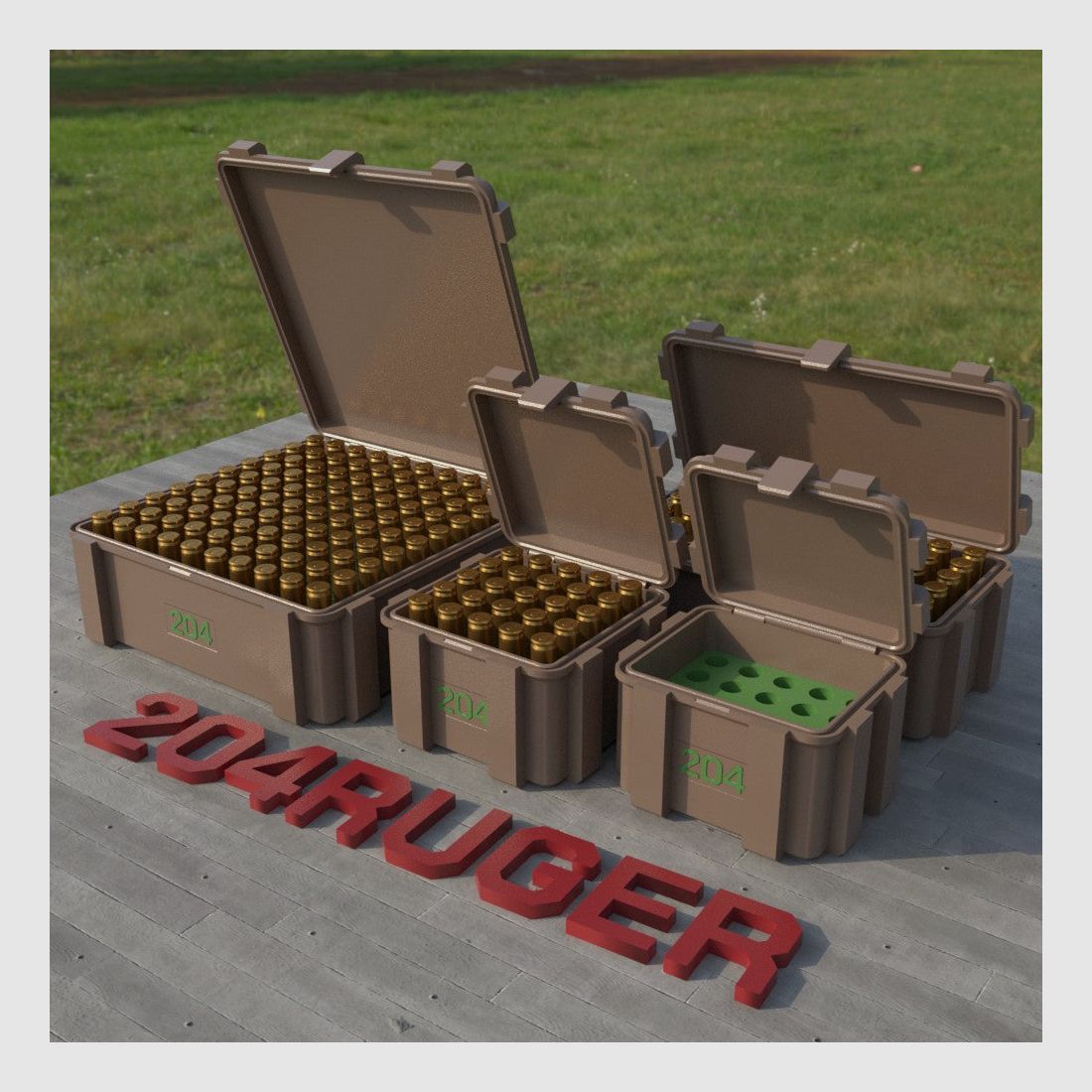 Filamelt ammunition box / .204 Ruger / 'flip lid' / cartridge box, ammo box