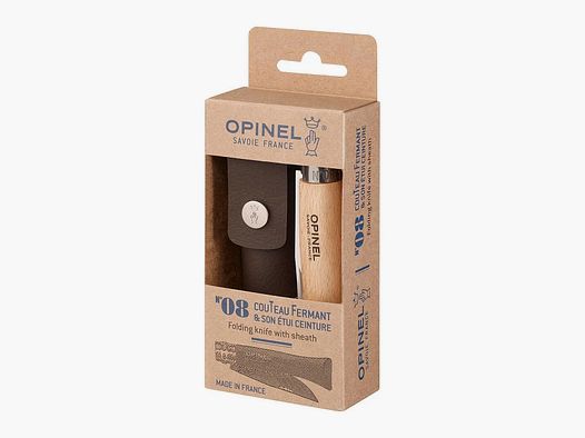 Couteau de poche Opinel No 08 en hêtre avec étui