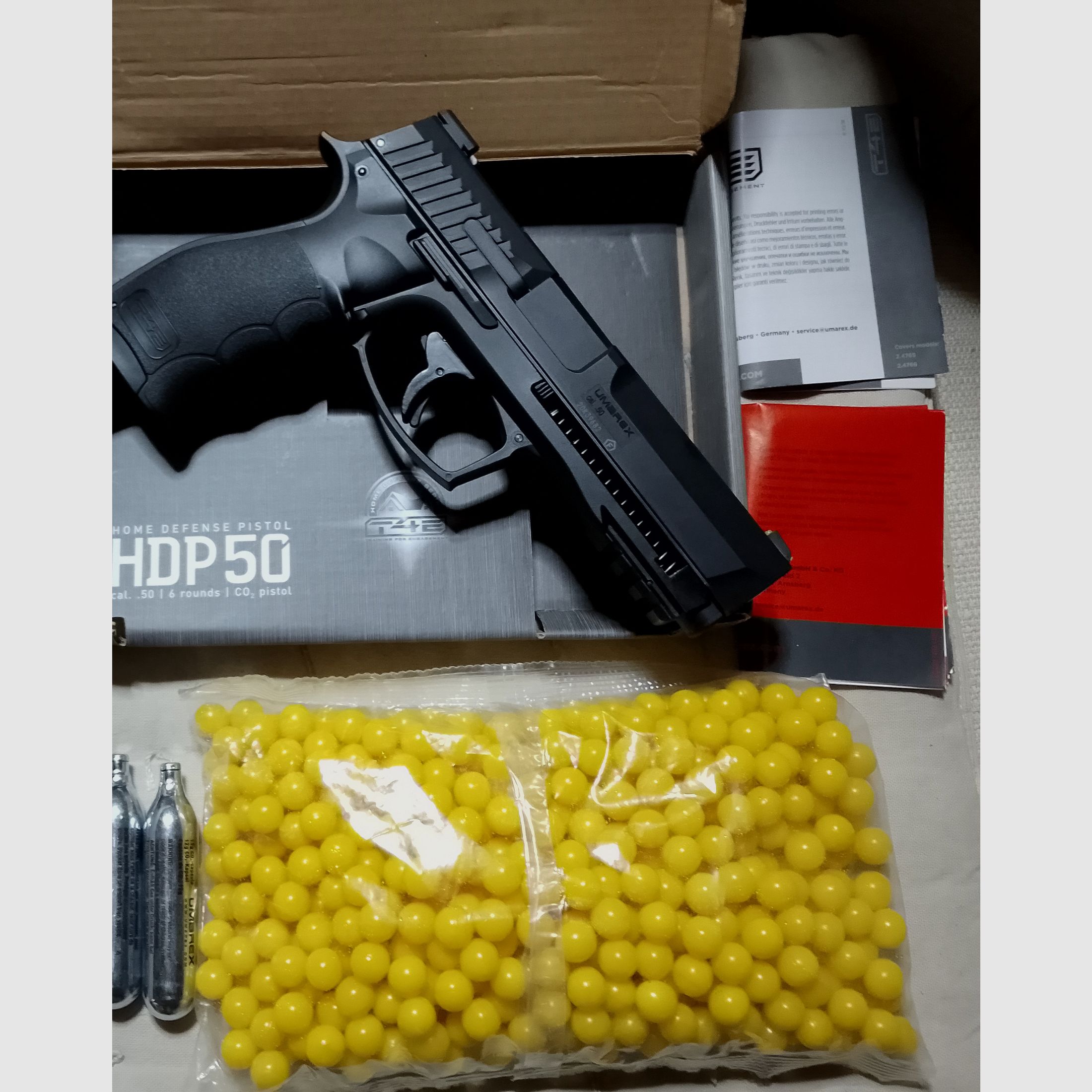 HDP50 Marker Gen1 T4E Cal .50 Set Kit Paintballs yellow CO2 like new