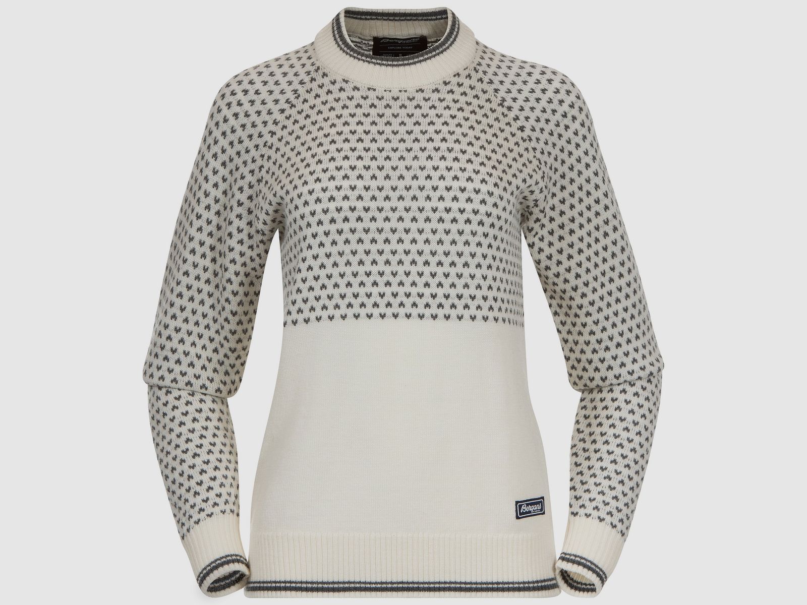 Bergans Alvdal Suéter de Lana Mujer Blanco Vainilla/Gris Oscuro M