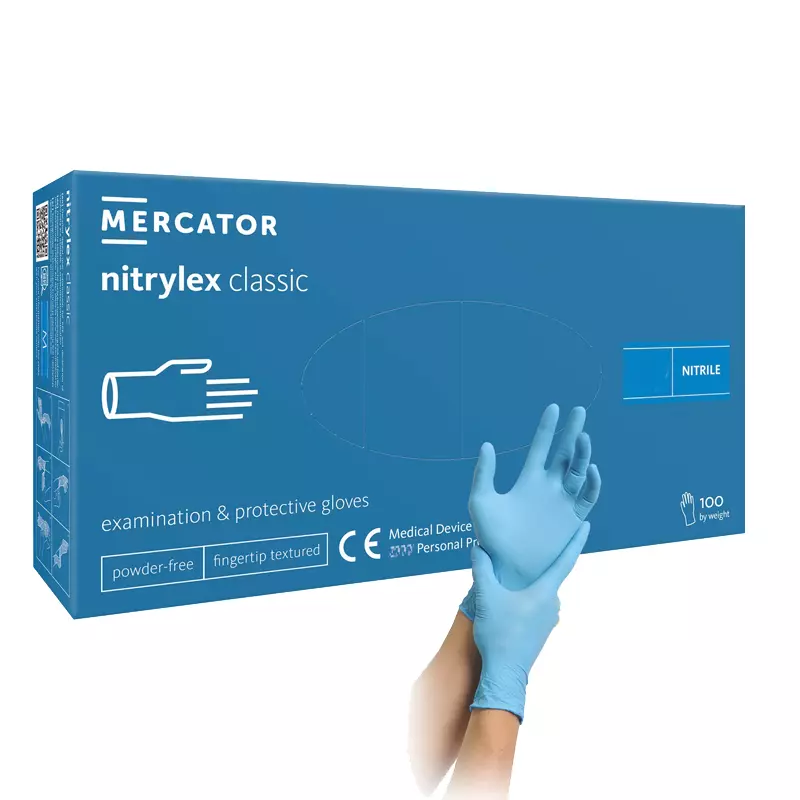 Gants jetables en nitrile (100 pièces, bleu)